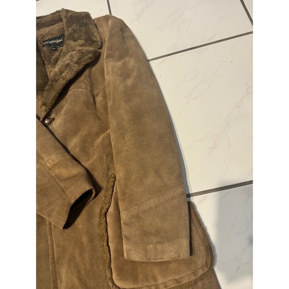 VTG Stratojac Mens Suede Shearling Lined Western Style Coat Size 42 Brown - Picture 4 of 14